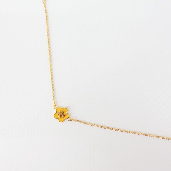 Tory Burch Kira Enamel Flower Chain Bracelet Yellow OS - Picture 10 of 12